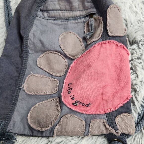 Life is Good Drawstring Flower Daisy Bag Distressed Boho - Picture 2 of 5